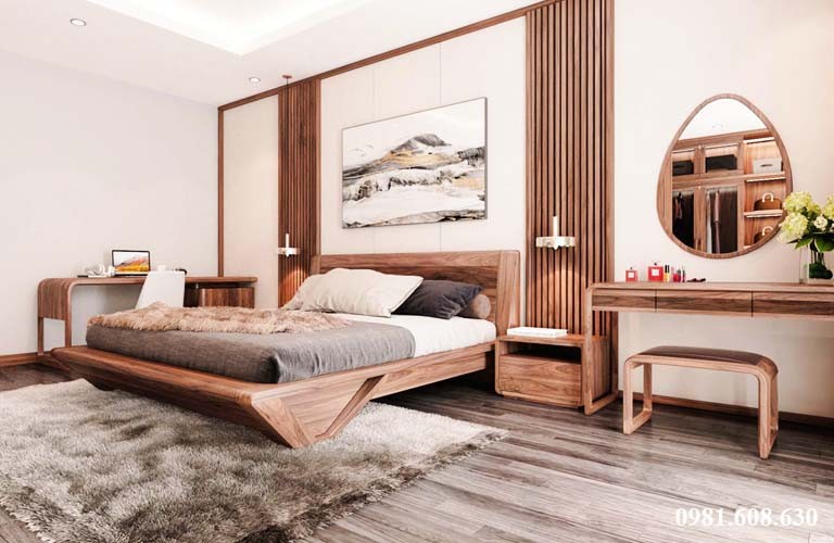 Căn phòng ngủ của ngôi nhà bạn sẽ trở nên hoàn thiện hơn khi có một bộ bàn trang điểm gỗ óc chó