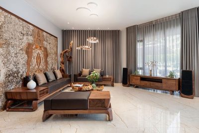 Thiết kế nội thất gỗ óc chó biệt thự tại Hà Nội