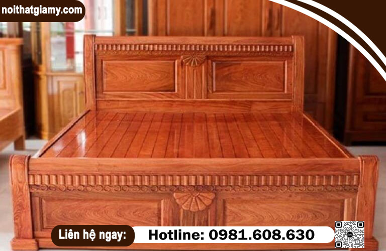Giường ngủ gỗ hương mang phong cách cổ điển